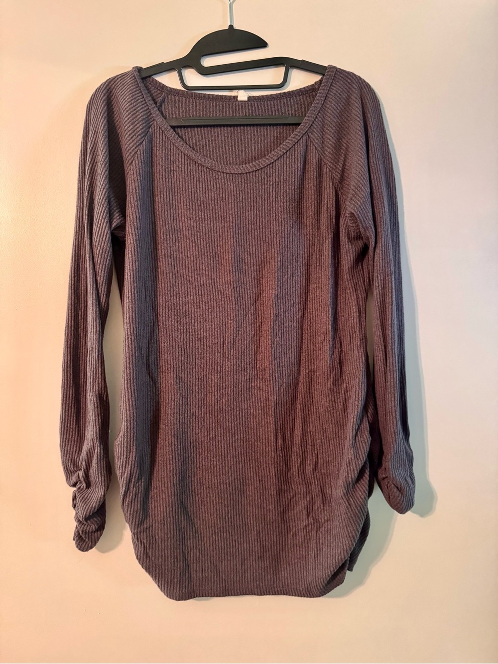 Women's Ribbed Long Sleeve Maternity Top - Dark Gray